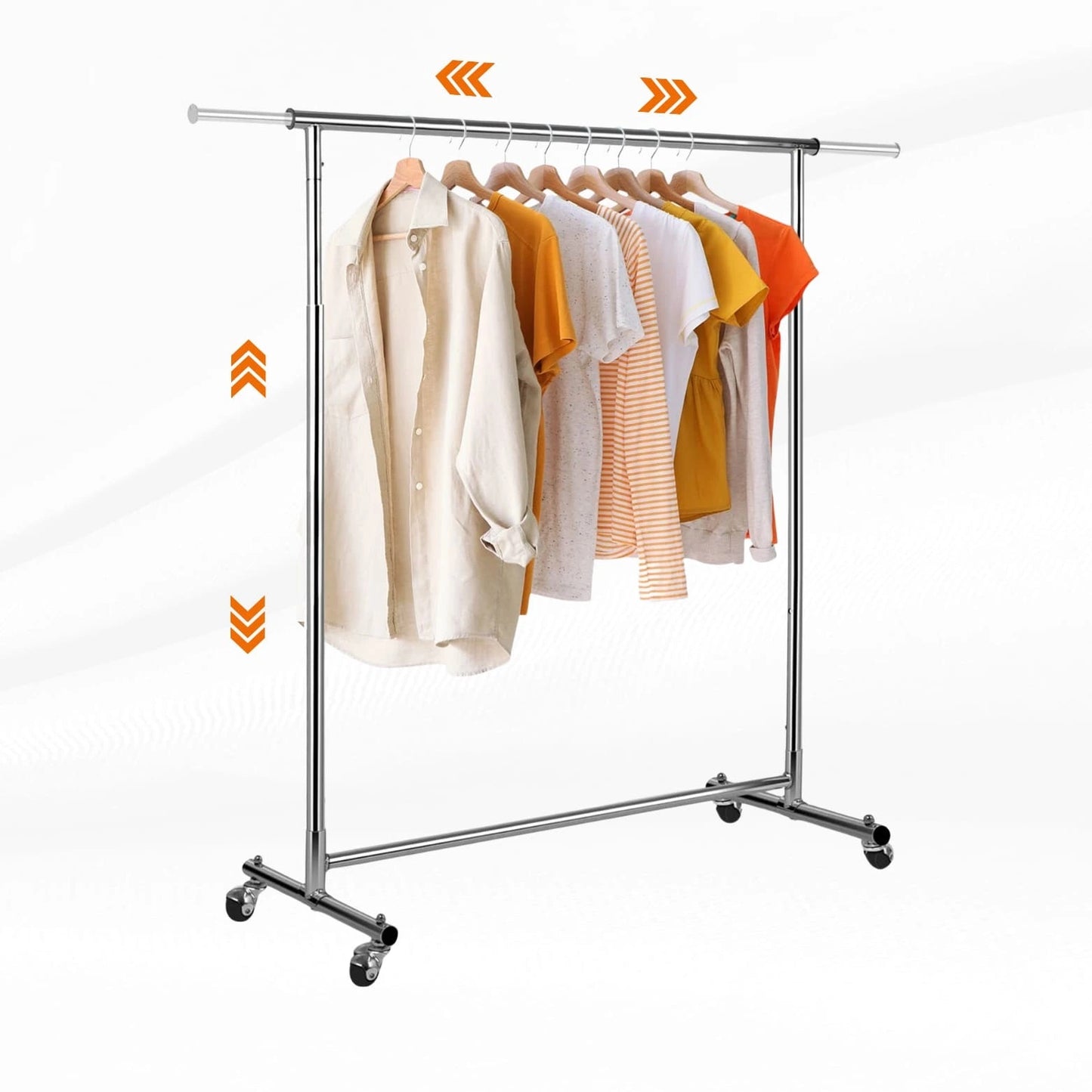 Portant vêtements professionnel métal chromé 70 kg sur roulettes