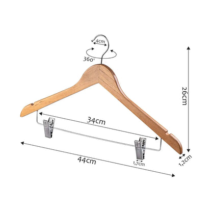 Cintres bois 44 cm avec pinces métal réglables – Spéciaux jupes et pantalons