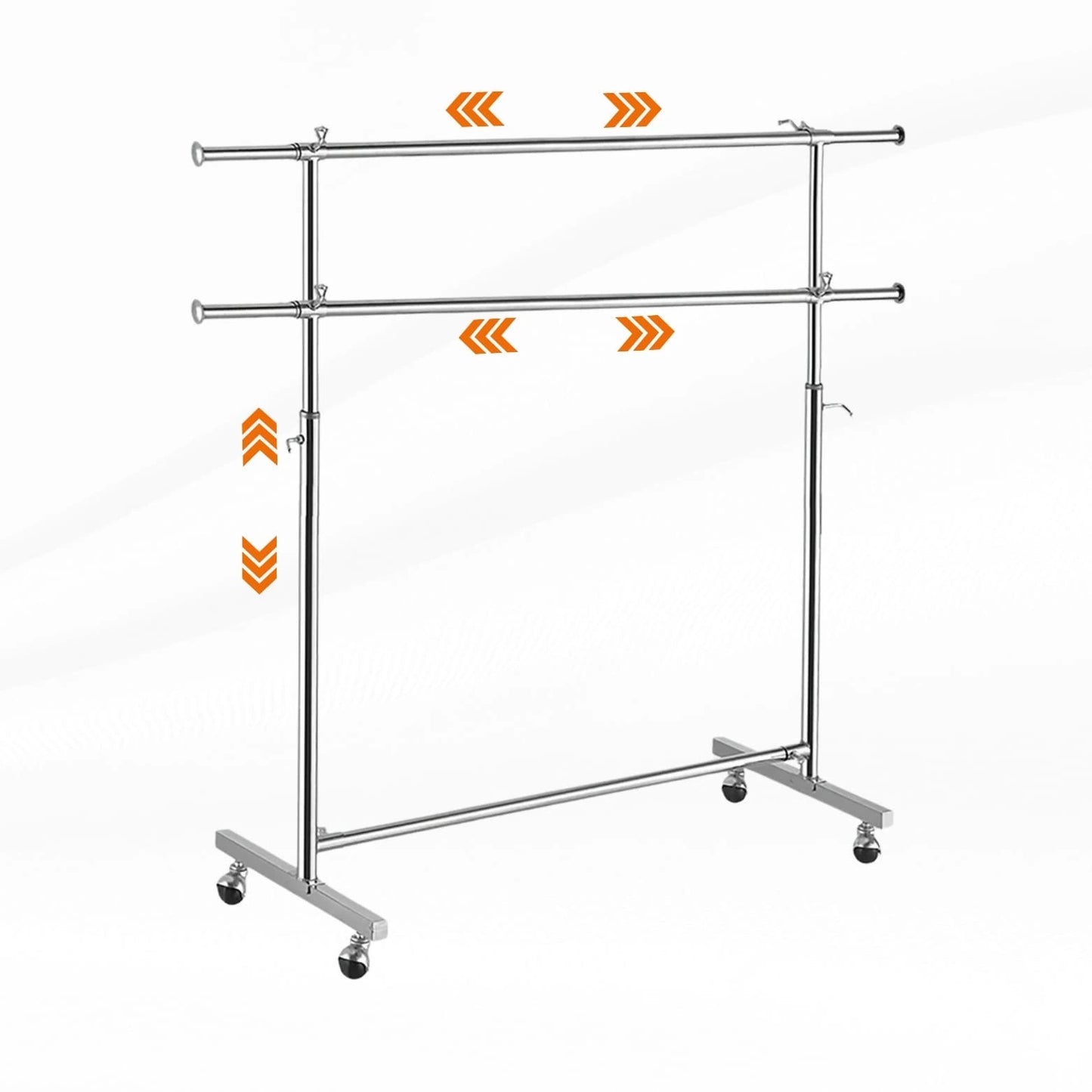 Portant vêtements professionnel métal chromé 70 kg sur roulettes