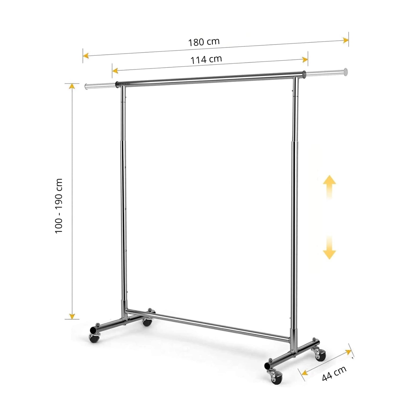 Portant vêtements professionnel métal chromé 70 kg sur roulettes
