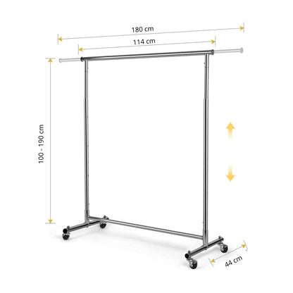 Portant vêtements professionnel métal chromé 70 kg sur roulettes