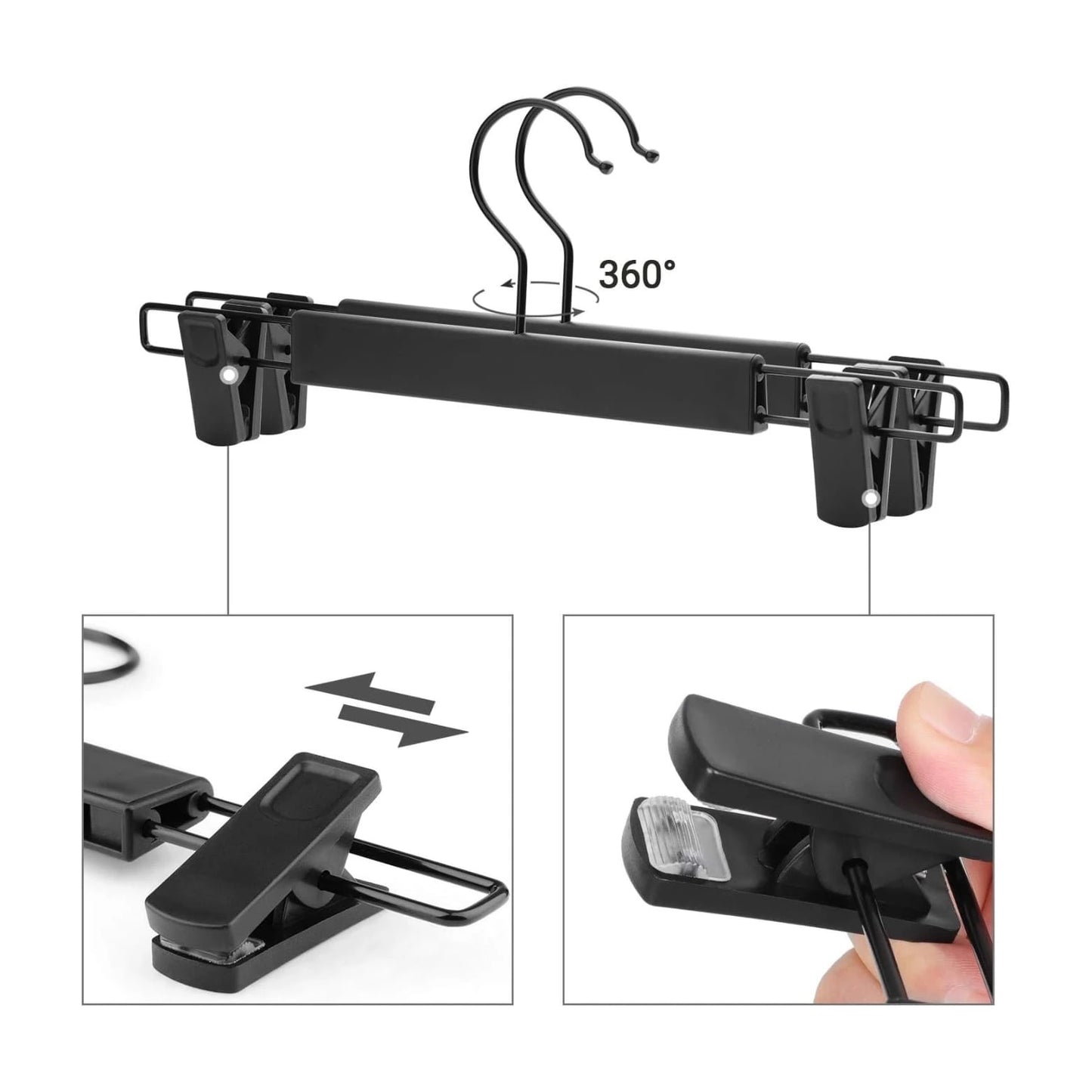 Cintres pince plastique réglables 35 cm – Spéciaux jupes, pantalons et lingerie