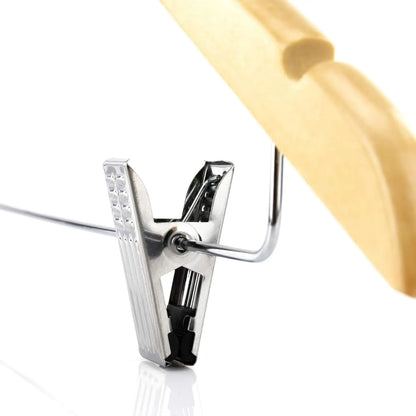 Cintres bois 44 cm avec pinces métal réglables – Spéciaux jupes et pantalons